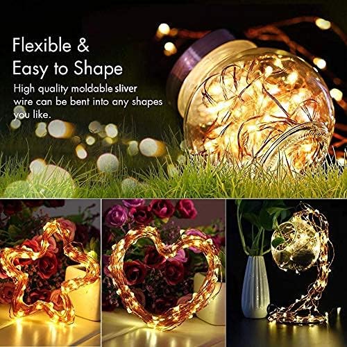 String Lights, Waterproof LED String Lights,2 Pack 20ft 60 LED Festival Decorations Crafting Battery Powered Copper Wire Starry Fairy Lights (Warm White)
