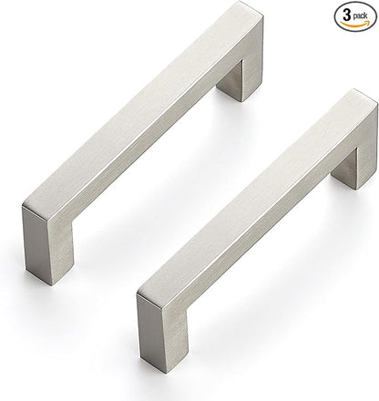 Ravinte 3 Pack 4 Inch Kitchen Square Cabinet Handles Satin Nickel Cabinet Pulls Brushed Nickel Drawer Pulls Kitchen Cabinet Hardware Handles