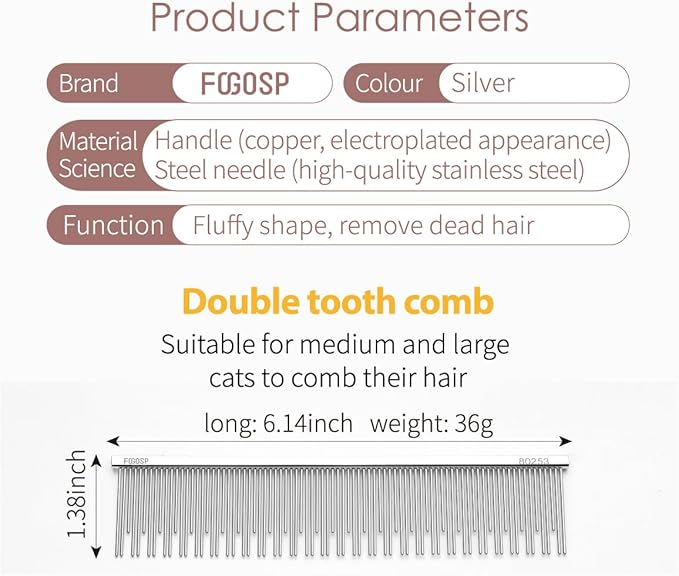 6.1" Dog Grooming Comb for Long Haired Cats & Dogs-Mewly Pet