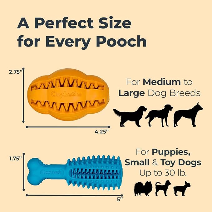 Oxyfresh Dog Dental Chew Toy - Best Durable Rubber Dog Toy for Tough Chewers – Helps Remove Plaque, Cleans Teeth & Freshens Breath Without Brushing (Large)-Mewly Pet