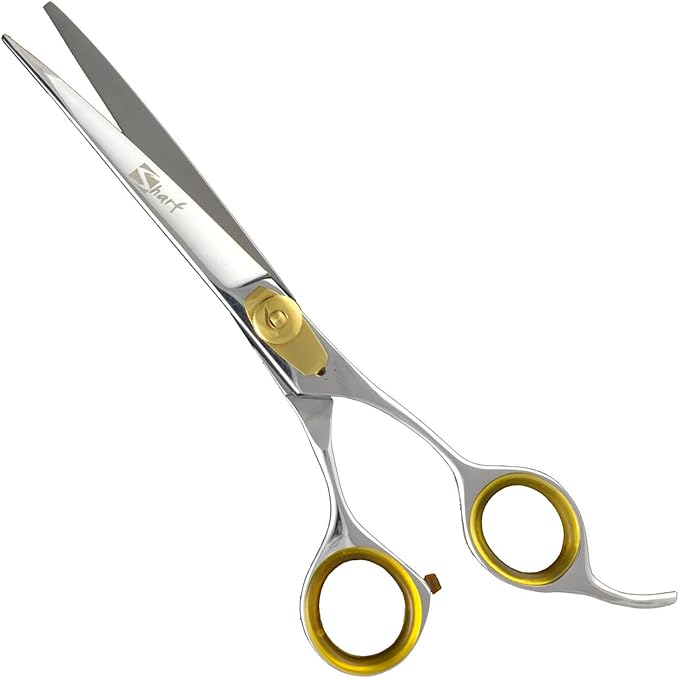 Sharf Gold Touch Pet Grooming Shear, 8.5 Inc Grooming Shear, 8.5 Inch Dog Grooming Curved Scissors for Dogs, 440 Japanese Steel Curved Shears-Mewly Pet