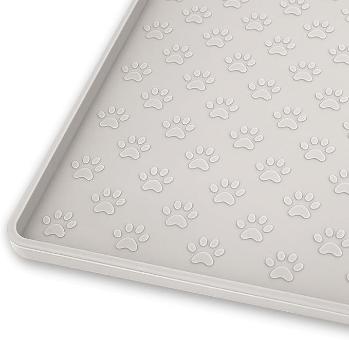 Ptlom Dog Food Mat Anti-Slip Pet Bowl Mats for Food and Water, High-Lips Pet Placemat Prevent Messy Spills to Floor, Waterproof Puppy Feeding Tray for Small, Medium Large Dogs Cats, Silicone-Mewly Pet