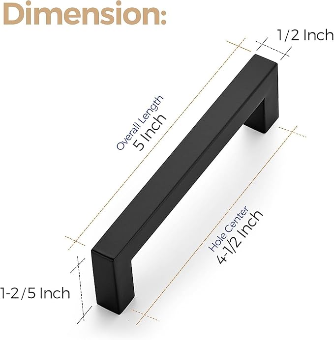 Ravinte 32 Pack 4-1/2 Inch Square Cabinet Handles - Matte Black Pulls for Kitchen Drawers, Cabinets, Cupboards - Hardware Handles