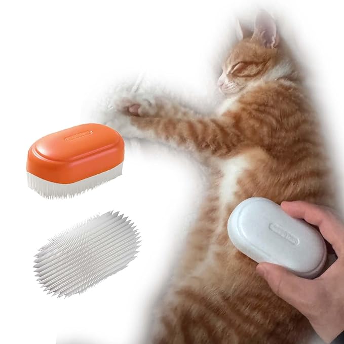 SoarExcelleryy Soft Fur Cat Brush - Over 1000 gentle cat tongue brushes with prickly serrations, suitable for sensitive cats - comfortable, lightweight, gentle, perfect for enhancing intimacy (Orange)-Mewly Pet
