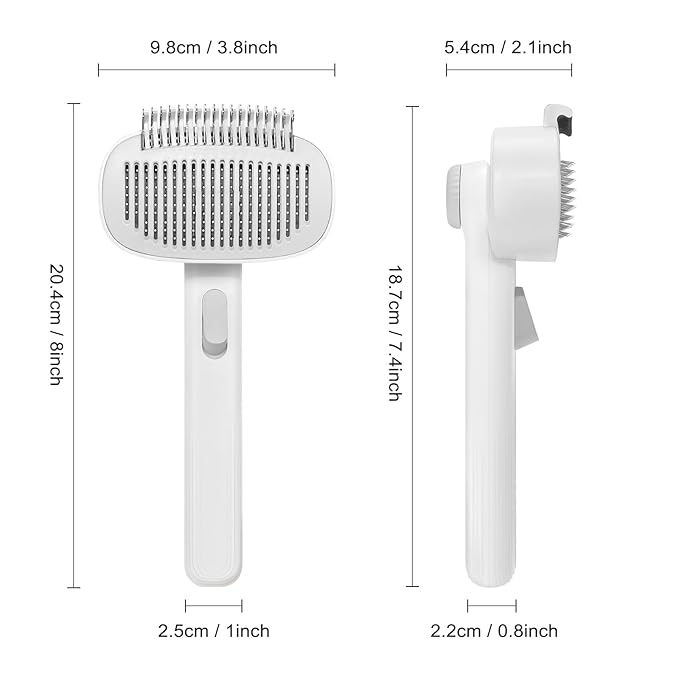 2-in-1 Deshedding Brush & Dematting Comb for Cats, Cat Brush for Long Haired Cats, Effectively Removes Matted Fur & Tangles, White-Mewly Pet