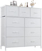 DUMOS Dresser for Bedroom, Storage Organizer with 9 Drawers, Chest of Drawers with Fabric Bins, Sturdy Metal Frame, Wood Tabletop for Guest Room, Closet, Entryway, Nursery