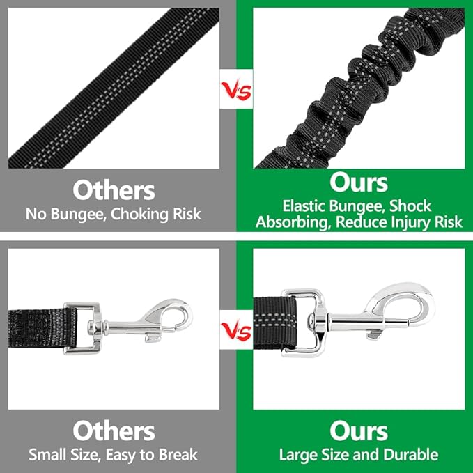 Plutus Pet Dog Seat Belt for Car Headrest, Reflective and Adjustable Restraint with Elastic Bungee for Safety, Vehicle Seatbelt Harness for Small Medium Large Dogs and Cats, Chocolate-Mewly Pet