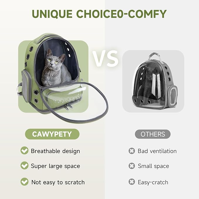 Cat Backpack Carrier, Breathable Cat Carrier Large Space Bubble Pet Backpack for Kitty Small Dog up to 15lbs, Transparent & Foldable Pet Carrier for Travel Hiking-Mewly Pet