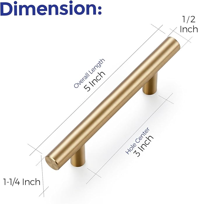 Ravinte 12 Pack 5 Inch Cabinet Pulls Champagne Bronze Stainless Steel Kitchen Drawer Pulls Cabinet Handles 5 InchLength, 3 Inch Hole Center