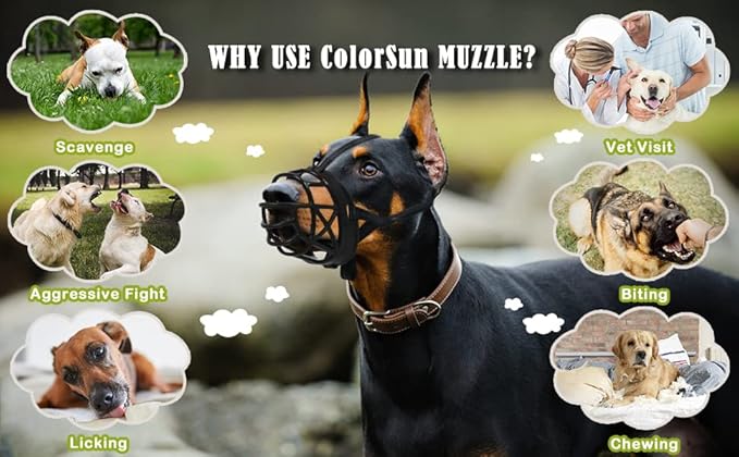 Dog Muzzle Breathable Basket Muzzles for Large and X-Large Dogs, Stop Biting, Barking and Chewing, Best for Aggressive Dogs Black Brown (Black Rubber, L)-Mewly Pet