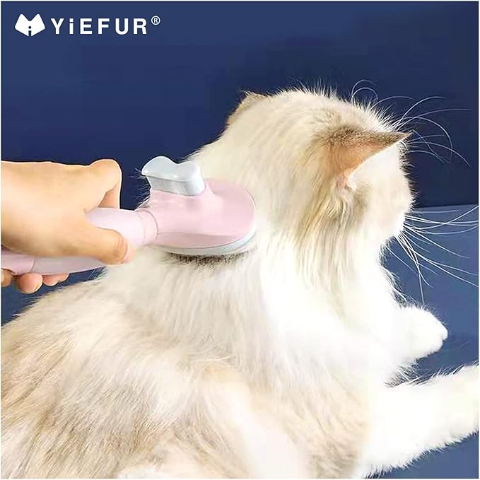 Cat Hair Brush, Soft Silicone Self Cleaning Brush for Short and Long Haired Cats, Pink Pet Grooming Comb, Cat Shedding Brushes-Mewly Pet