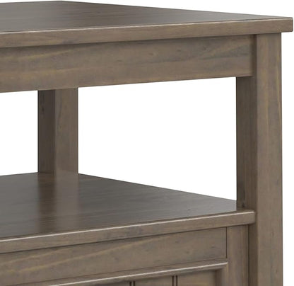 SIMPLIHOME Lev SOLID WOOD 20 Inch Wide Rectangle Transitional End Table with Bottom Drawer in Smoky Brown, For the Living Room and Bedroom