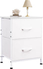 WLIVE White Nightstand, 2 Drawer Dresser for Bedroom, Small Night Stand with Fabric Drawers, Bedside Furniture, End Table for Bedroom, Closet, Entryway, College Dorm