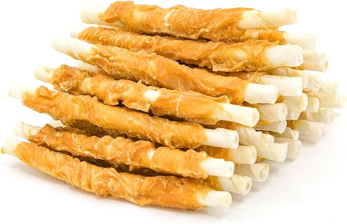 Jungle Calling Dog Treats, Chicken Wrapped Rawhide Sticks for Dogs, Grain-Free Natural Small Dogs Training Treats, Edible Pet Chew Snacks,10.6 oz-Mewly Pet