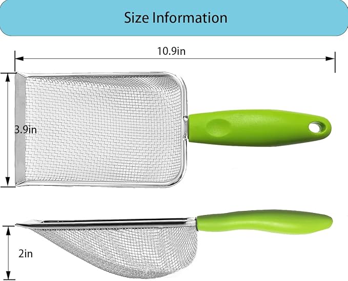 3PCS Stainless Steel Cat Litter Scoop,Litter Cleaner Corner Scoop Sand Sifter,Easy to Clean Cat Little Box, Sifting Litter Scoop Shovel for Reptile Terrarium Sand Waste-Mewly Pet