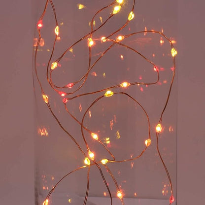 QBIS Battery Powered Fairy Lights for Halloween Decorations, 40 LEDs, Red, Orange, Yellow Battery Operated String Lights for Christmas, 6hr Timer Mode, Party, Bedroom, Dorm Lighting - 2 Pack
