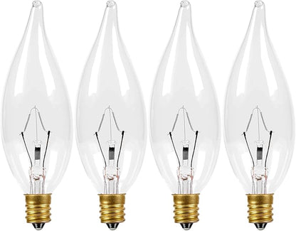 4-Pack E12 Candle Light Bulbs 60W, Dimmable Warm White 2700K Chandelier Light Bulbs for Ceiling Fan or Pendants, CA10 Clear Candelabra Gold Base Bulbs