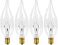 4-Pack E12 Candle Light Bulbs 60W, Dimmable Warm White 2700K Chandelier Light Bulbs for Ceiling Fan or Pendants, CA10 Clear Candelabra Gold Base Bulbs