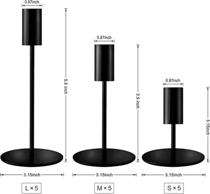 Matte Black Taper Candlestick Holders,Taper Candle Holders Set of 15,Metal Taper Candle Sticks Stand Holders,Modern Decorative Candle Holders for Wedding Certerpieces,Festive, Mantel,Home,Party
