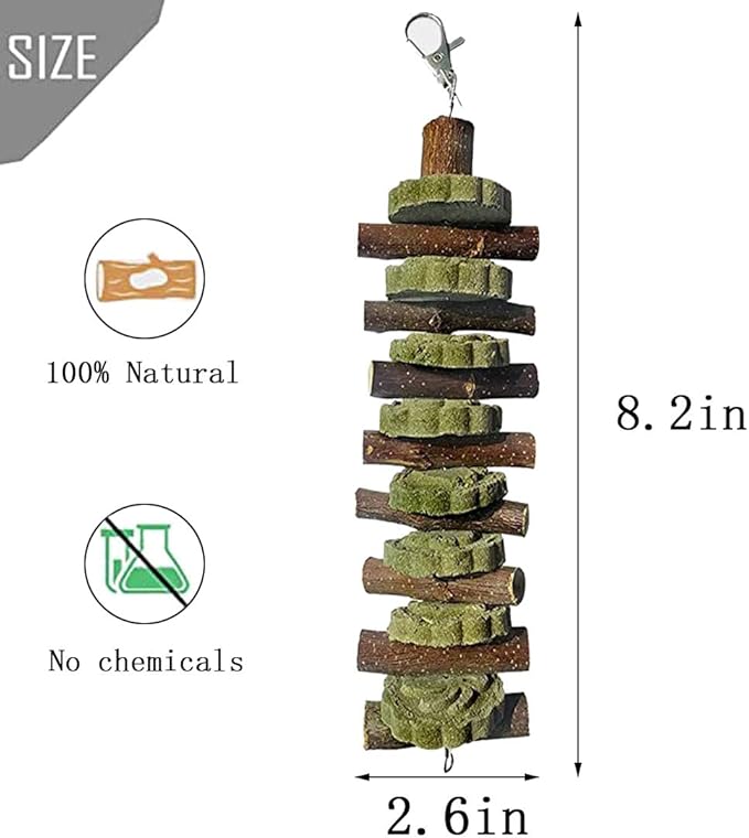 PINVNBY Bunny Chew Toys for Teeth Natural Organic Fruitwood Rabbits Cage Molar Sticks for Chinchillas, Guinea Pigs, Hamsters, Parrots and Other Small Pet Chewing Improve Dental Health-Mewly Pet