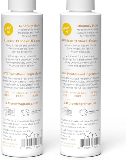 Grow Fragrance 100% Plant-Based Air Freshener Spray | Freshen Fabric & Rooms | Golden Grove Scent - Citrus, Fruits, Watery Green Notes | Made with Natural Essential Oils - 2 Pack, 5 oz each