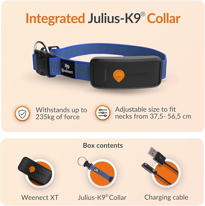 Weenect Dog XT - New GPS Collar for Dogs | XL Antenna | Waterproof | Ultra-Durable Integrated Julius-K9 Collar | Subscription Required-Mewly Pet