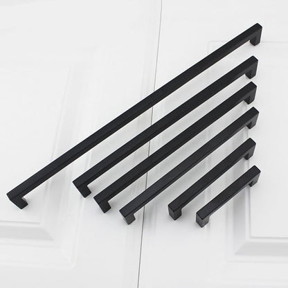 Goldenwarm 1 Pack Black Square Bar Cabinet Pull Drawer Handle Stainless Steel Modern Hardware for Kitchen and Bathroom Cabinets Cupboard,Center to Center 10in(256mm)