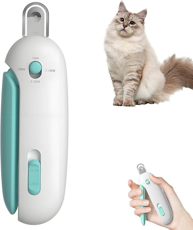 Celery Pets Nail Clippers, Adjustable Claw Clippers for Cats, Round-Hole Trimmer with Dust Storage, Safe Pet Claw Clipper Grooming Tool, Adjustable Nail Cutter for Small Large Cat/Dog (Blue)-Mewly Pet
