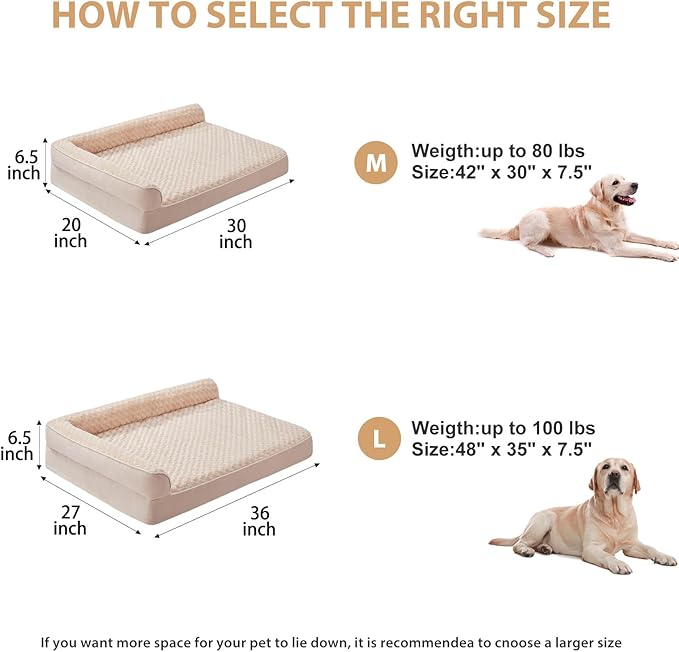 BFPETHOME Orthopedic Dog Beds for Large Dogs-Waterproof Sofa Dog Bed with Removable Washable Cover, Large Pet Bed with Waterproof Lining and Nonskid Bottom,Pet Bed for Dogs