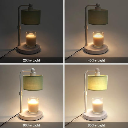 Candle Warmer Lamp with Timer, Dimmable Candle Wax Warmer, Height Adjustable Electric Candle Lamp Warmer with 2 Bulbs, Gifts Idea for Women Her, Mom, Vintage Home Decor for Bedroom-Mint Green