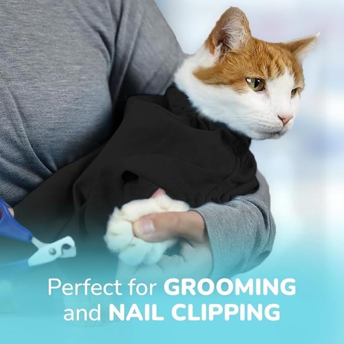 Cozy Comfort Carrier - Small Charcoal Grey Cat Carrier Bag, Soft Cat Carrier and Cat Wrap for Nail Clipping, Vet Visits, Medication Administration, Dental Care, and Traveling-Mewly Pet