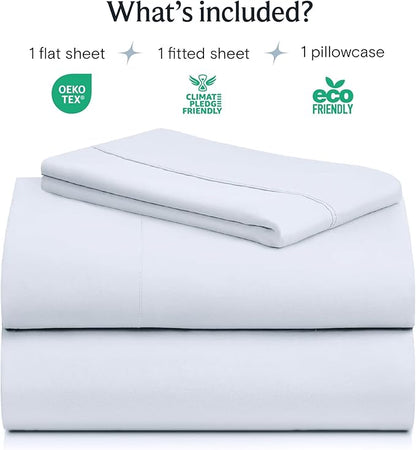 LuxClub 3 PC Sheet Set Bed Sheets Deep Pockets 16" Eco Friendly Wrinkle Free Cooling Machine Washable Hotel Bedding Silky Soft - Baby Blue Twin XL