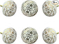 Perilla Home Set of 6 Decorative Round Shape Ceramic Knobs for Room Kitchen Cabinet Hardware Cupboard Door Knobs Dresser Wardrobe and Drawer Pulls (White & Gold)