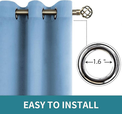 BGment Room Darkening Curtains 54 Inches Long - Grommet Thermal Insulated Drapes Window Treatment Curtains for Bedroom, 2 Panels, 52 x 54 Inch, Sky Blue