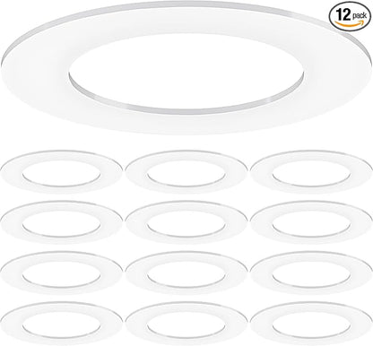 Sunco 12 Pack Goof Rings for 4 Inch Recessed Lights White Can Light Goof Trim Ring, Outer Diameter 6.7-inch, Inner Diameter 4.25-inch, Durable Plastic Design, Matte Finish, Flush Mount