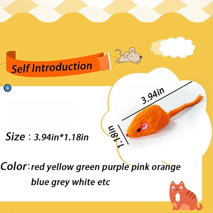 Furry Cat Toys Mice Rattle Interactive Mouse Toy for Indoor Cats Catnip Ball Pet Play Fur Ball Rabbit Assorted Color-Mewly Pet