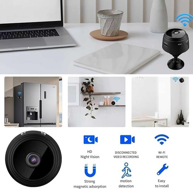 Hidden Cameras - Spy Cam - WiFi 1080P HD Camera with Motion Detection and Night Vision, Phone App Alerts for Indoor/Outdoor Wireless Surveillance, Baby,Car & Pet Monitoring Black (Exclude SD Card)-Mewly Pet