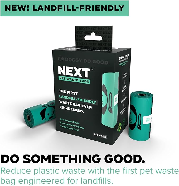 Doggy Do Good Next Pet Waste Bags, Landfill Friendly Recycled Plastic Unscented Dog Poop Bags, Leakproof, Strong, Thick, Earth Friendly for Dogs, 120 Count (120 Bags)-Mewly Pet