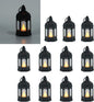 LLQ 12Pcs Mini Lanterns with Small LED Candle, Ramadan Lanterns Decorative Indoor, Vintage Black Lantern for Ramadan EID Decorations Halloween Christmas Wedding Table Centerpiece, Battery Included