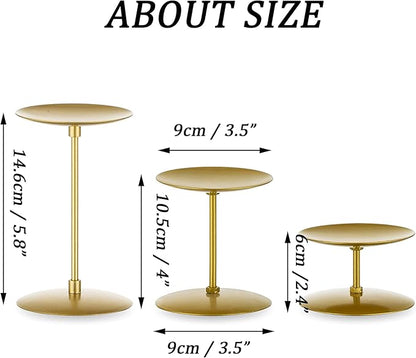 Pillar Candle Holders Candelabra Gold - Set of 12 Bulk Candle Stand Iron Plate Minimalism Modern Home Mantel Dinning Table Decorations Centerpiece for Wedding, Party, Housewarming, Events