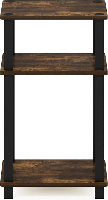 Furinno Just 3-Tier Turn-N-Tube End Table/Night Stand/Bedside Table, 1-Pack, Amber Pine/Black