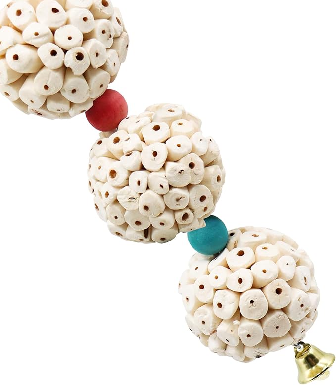 Bird Chewing Toy, Bird Sola Ball Toy with Bell, Bird Cage Accessories, Cage Toys for Cockatiel Parakeet Parrot Budgies Rat Hamster Chinchilla Rabbit Bunny African Grey-Mewly Pet