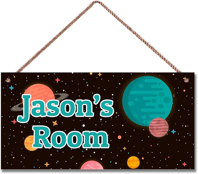 Personalized Sign Stars Wall Hanging Sign For Kids Room, Motivational Hanging Plaque Sign Outer Space Room Wall Art Decor, Starry Sky Nursery Decor for Boys Room Playroom Décor