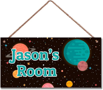 Personalized Sign Stars Wall Hanging Sign For Kids Room, Motivational Hanging Plaque Sign Outer Space Room Wall Art Decor, Starry Sky Nursery Decor for Boys Room Playroom Décor