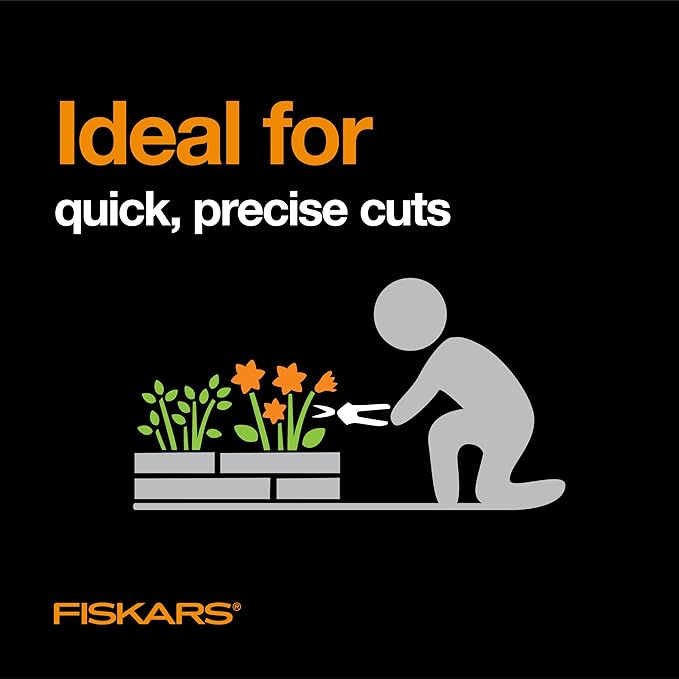 Fiskars 6" Pruning Scissors for Flowers, Buds, Weeds and Small Plants, Garden Snips with Resin Resistant Nonstick Stainless Steel Blades, Gardening Trimmers with Comfortable Handle-Mewly Pet