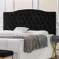24KF Upholstered Tufted Button Velvet Headboard,Comfortable Fashional Headboard Queen/Full Size,Black