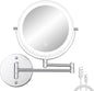 Wall Mounted Makeup Vanity Mirror with Lights, 8” Double Sided 1X/10X Wall Mount Magnifying Bathroom Shaving Mirror with 3 Color Lights, Rechargeable Touch Dimmable Extendable Cosmetic