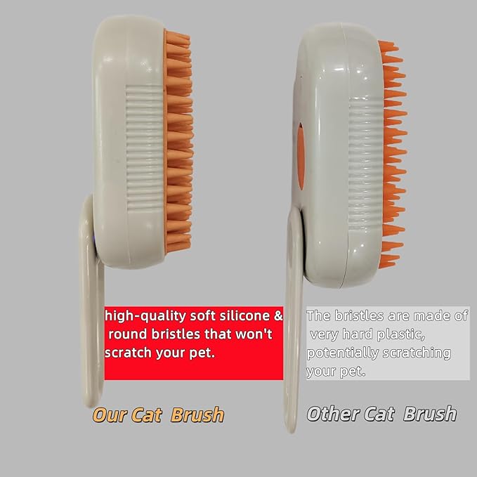 Cat Steam Brush for Shedding 4 in 1 Dog Brush with Steam Pet Hair Cleaning Brush Comb for Spray Pet Grooming for Long & Short Haired Pets Comb for Cats (Brown)-Mewly Pet