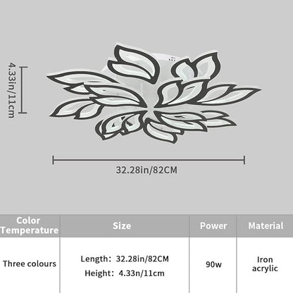 Garwarm Modern Ceiling Light, Dimmable LED Flower Flush Mount Ceiling Lamp, 90W Acrylic Petals Ceiling Chandelier Lighting Fixture with Remote Control for Living Room Bedroom Dining Room (Black)
