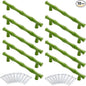 10pcs Cabinet Handles Hole Centers 3-3/4",Bamboo Shape Kitchen Cupboard Dresser Closet Drawer Door Pulls Green
